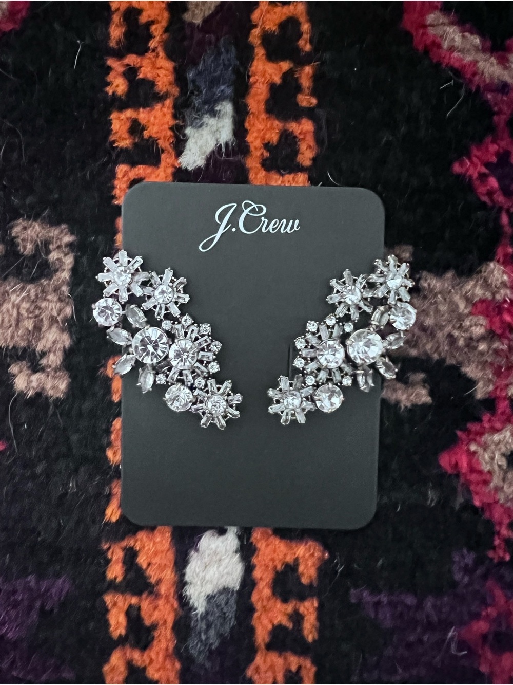 J. Crew Clear Crystal Floral Ear Climbers